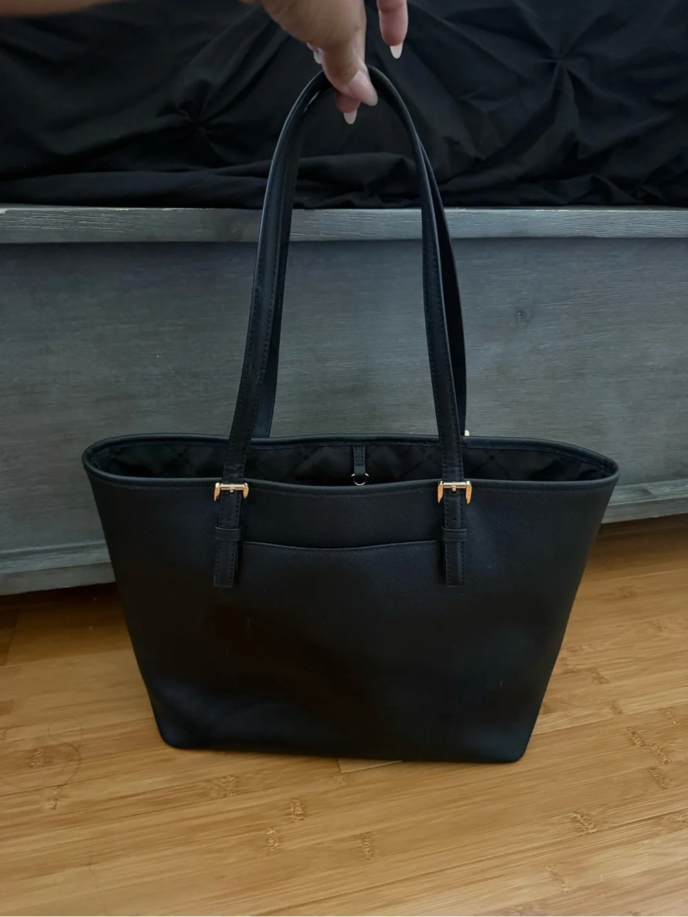 Michael Kors Black Tote with Gold MK Charm